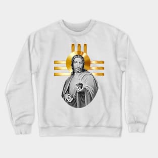 Jesus with the golden cross and his heart on fire with love Crewneck Sweatshirt